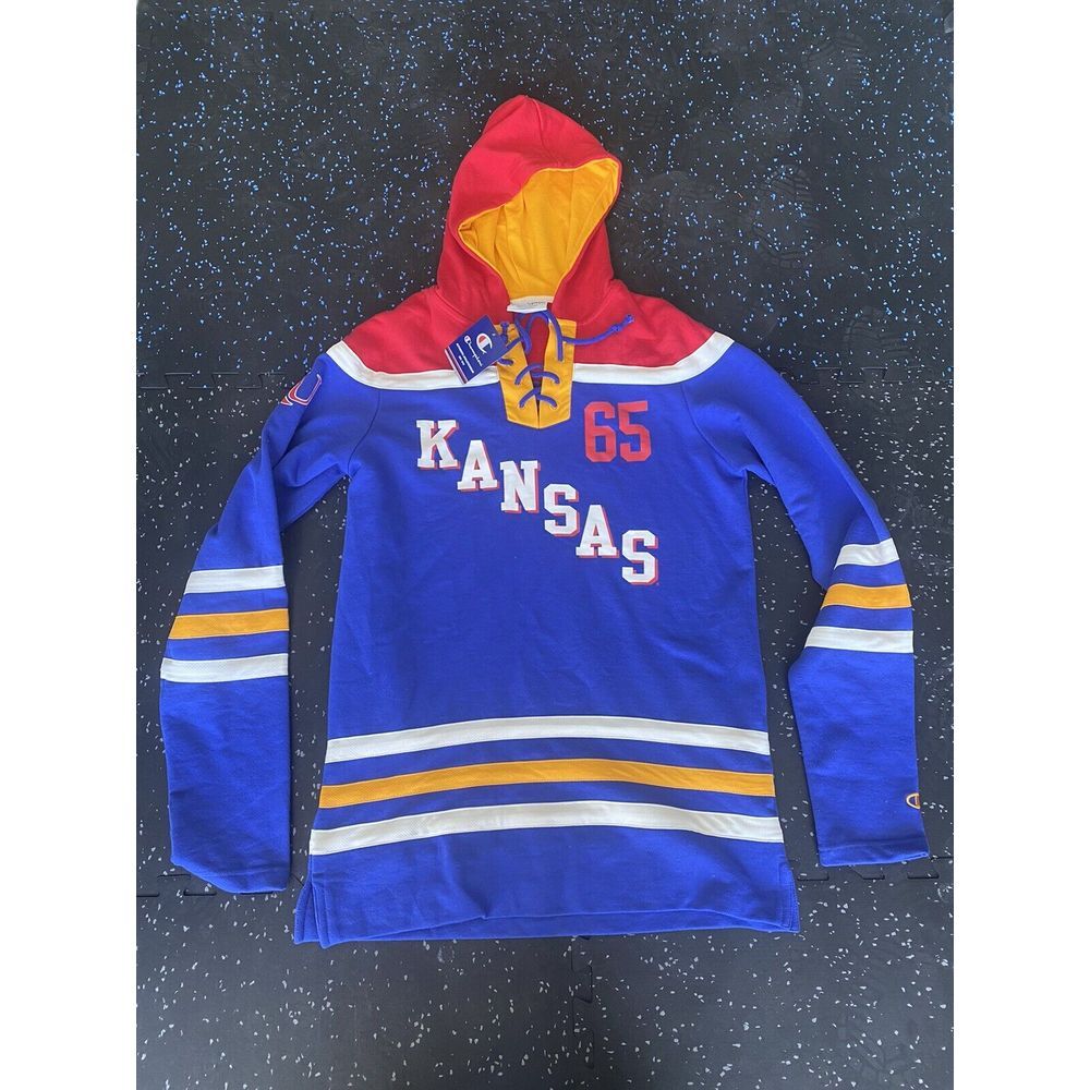 Kansas Jayhawks Hockey Jersey Hoodie Champion NWT‎ Small